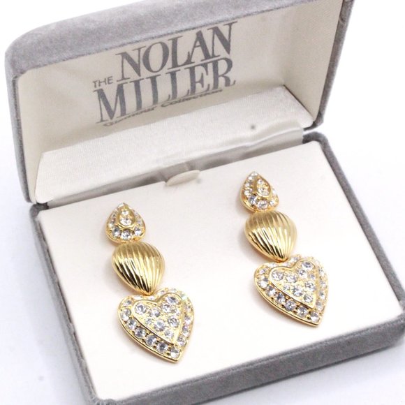 Nolan Miller NOS With Box Pave´Rhinestones Long Dangle Earrings - Picture 3 of 8